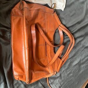 HOBO Tan Leather Hobo Bag with Structured Design